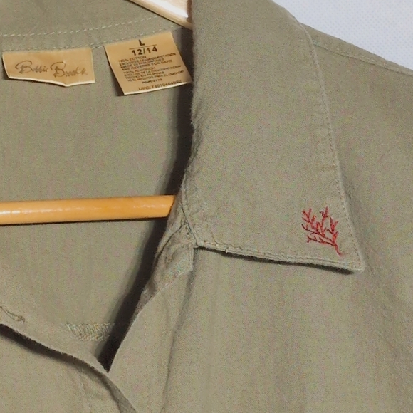 Bobbie Brooks Sea Horse Ocean Olive Green Embroidered Shirt Sz 12/14 - Picture 4 of 6